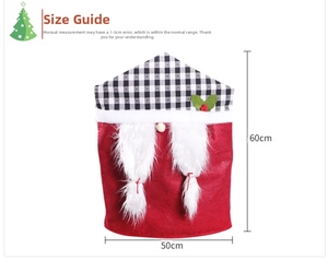 Tableau des tailles pour housses de chaise Père Noël de 60x50cm avec bordure en fourrure