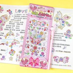 DIY colorful heart and squirrel crystal diamond sticker set with a unicorn pen topper