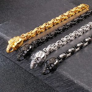 Gothic skull bracelets for men in gold, black, silver and gunmetal stainless steel