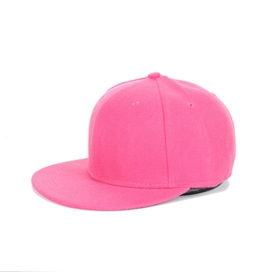 Classic bright pink flat brim hip hop snapback cap made of premium cotton twill fabric