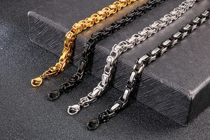 Byzantine metal chain bracelets in gold black and silver finishes with lobster clasp