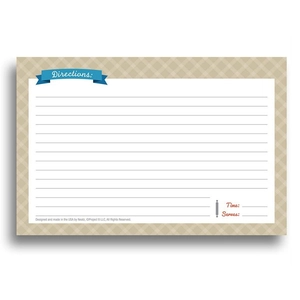 Classic 10x15cm recipe card with beige gingham border and clear sections for cooking notes