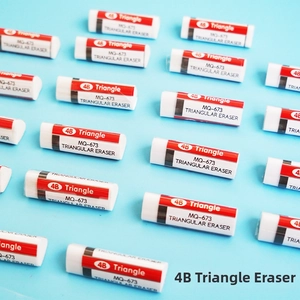 Macro view of triangular 4B drawing erasers in MQ-673 model with a modern clean design