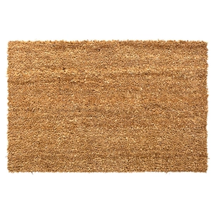 Durable natural coconut fiber rectangular doormat with non-slip texture for entryways