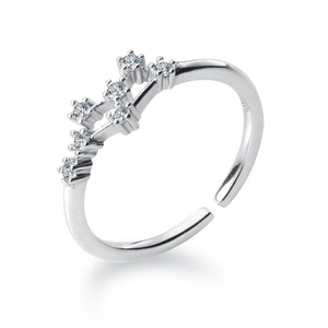 Adjustable 925 sterling silver zodiac ring with minimalist sparkling cubic zirconia
