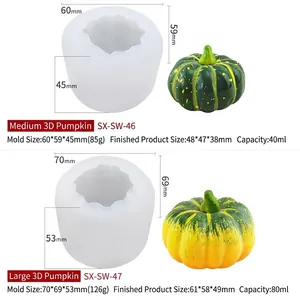 Stampo in silicone zucca di Halloween 3D per candele fai-da-te e cioccolato in due misure