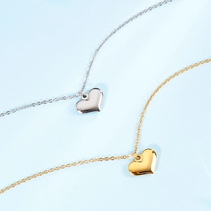 Minimalist heart pendant necklaces in gold and silver finish with cross chain