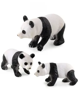 Detailed realistic panda animal figurines set with textured fur for display and education