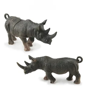 Detailed realistic rhinoceros animal model with textured skin and dual horns