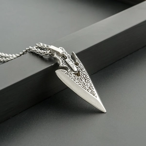 Vintage Roestvrijstalen Pijlpunt Hanger Halsketting Voor Heren Gesneden Tribal Totem Speerpunt Hip Hop Sieraden Cadeau Voor Jongens