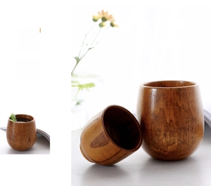 Detail of carbonized wooden cup with elevated base for insulation and heat resistance