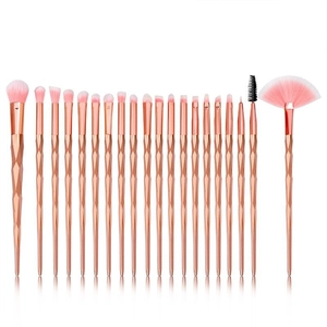 Professional 18-piece rose gold diamond handle makeup brush set with pink gradient bristles