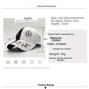 Detailed view of graffiti baseball cap size parameters and cotton fabric structure
