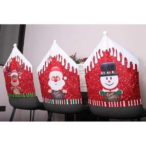 Christmas chair covers featuring Santa, Reindeer and Snowman with Warm Wishes text