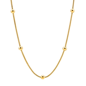 Minimalist Titanium Steel Snake Bone Chain Necklace With Round Beads Rose Gold Plated Fashion Jewelry For Women