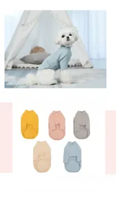 Close-up of small dog turtlenecks in five colors with delicate floral embroidery details