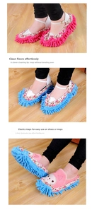 Elastic chenille microfiber cleaning mop covers showing flexible usage for shoes and mops