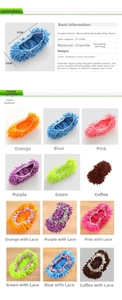 Close-up of washable chenille floor cleaning mop slippers with elastic band detail