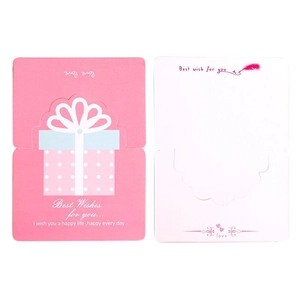 3D hollow heart greeting cards set with pink gift box design and sweet blessings