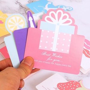 3D hollow heart greeting cards with colorful gift box and fruit designs for birthdays