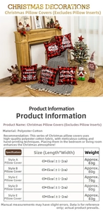 Detailed size and weight chart for 45x45cm Christmas polyester cotton pillow covers