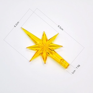 Yellow transparent 7-point star topper for ceramic Christmas tree, 9.5cm dimensions