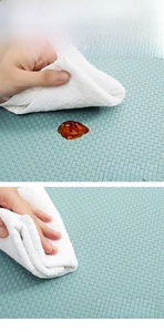 Close-up of waterproof PU leather kitchen mat with oil-resistant textured surface
