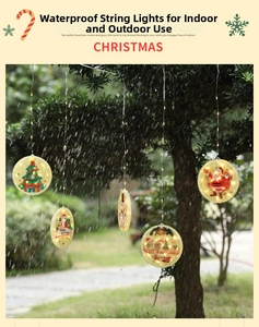 Waterproof warm LED curtain lights with glowing snowman balls for outdoor Christmas decor