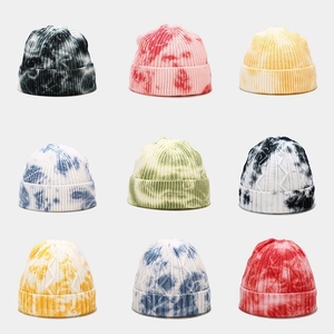 Πλεκτός Σκούφος Tie Dye Beanie Ζεστό Μαλλί Χειμερινός Με Ρεβέρ Skull Cap Trendy Streetwear Για Άνδρες Και Γυναίκες