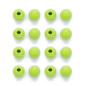 Macro shot of 12mm neon yellow tennis ball beads for DIY jewelry making and crafting