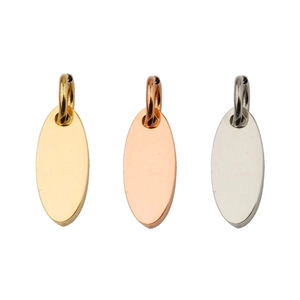 Stainless Steel Oval Charms Pendants Mirror Polished Flat Blank Tags With Jump Ring For DIY Jewelry Making Necklaces