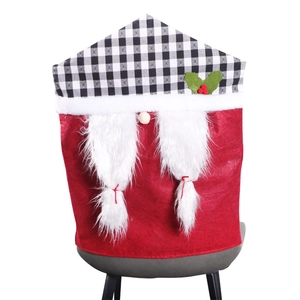 Housse de chaise Père Noël à carreaux rouges et noirs pour décoration de Noël