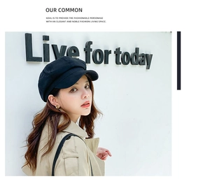 Side view of a vintage black newsboy cap for women in breathable cotton linen blend
