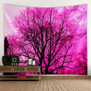 Tapisserie Paysage De Forêt Tenture Murale Polyester Scène De Nature Style Fantaisiste Pour Décoration De Chambre Salon Dortoir