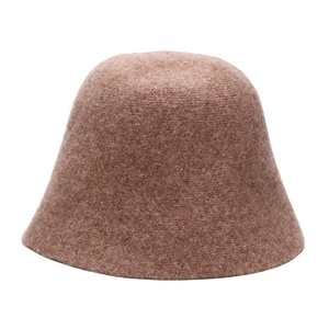 Detailed texture of caramel wool felt cloche hat with minimalist vintage design