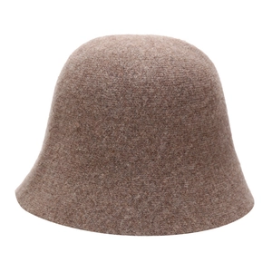 Elegant wool felt cloche bucket hat for women in camel brown with soft fabric texture