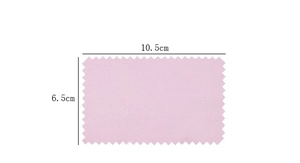 Pink jewelry polishing cloth with serrated edges, size 10.5cm by 6.5cm for silver care