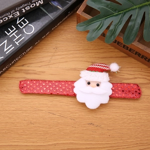 Bracciale a scatto Babbo Natale luminoso con paillettes rosse e pois dorati