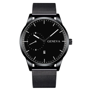 Men Quartz Watch Fashion Business Minimalist Alloy Case Mesh Band Calendar Date Display Round Dial