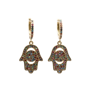 Colorful Zircon Copper Huggie Hoop Earrings Gold Plated Various Charms Animal Heart Smile Fashion Women Jewelry
