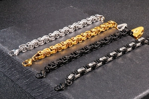 Detail view of lion head hip-hop bracelets in silver, gold, black, and mixed tones