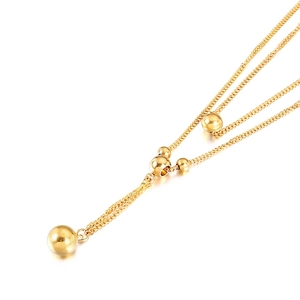 Collier En Y À Double Couche Minimaliste En Acier Inoxydable Avec Perles Rondes Géométriques Et Chaîne De Clavicule Pour Femmes