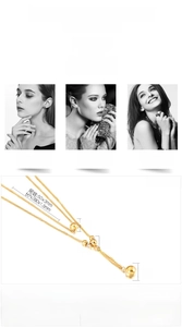 Détails du collier double couche en acier titane avec pendentifs boules et dimensions