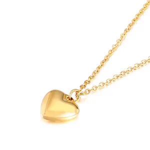 Heart Pendant Necklace Polished Stainless Steel Minimalist Elegant Clavicle Chain Jewelry For Women