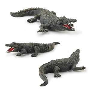 Realistic crocodile animal model with textured scales and open mouth in 3 angles