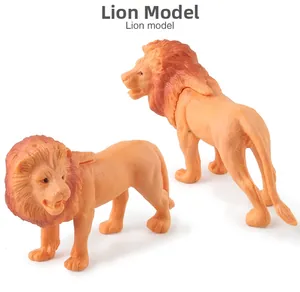 Detailed views of realistic lion figurines with textured fur and lifelike facial details