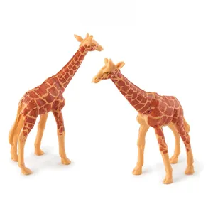 Close-up detail of realistic giraffe model toys with natural skin texture and patterns