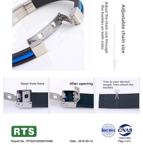 Detail showing adjustable length mechanism for the silicone and stainless steel bracelet