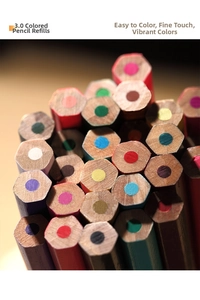 Macro detail of 3.0mm color cores and hexagonal barrels of professional oil pencils