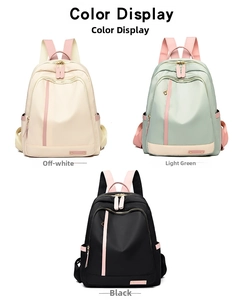 Mochilas de tela Oxford impermeable en colores blanco roto, verde claro y negro